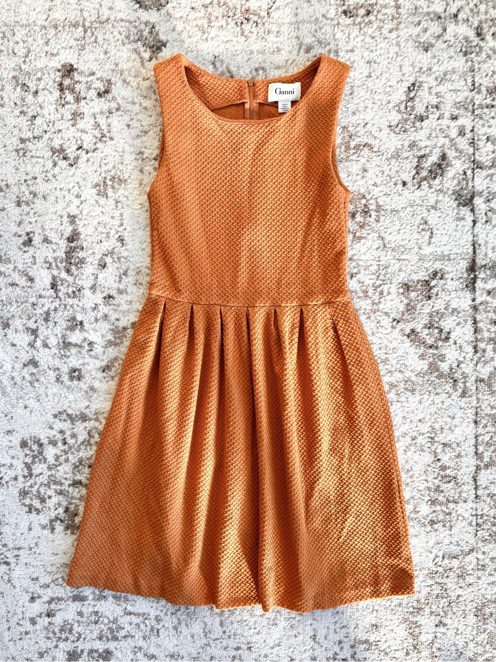 Vintage GANNI Noon & Night Fit And Flare Burnt Orange A-lone Mini Dress